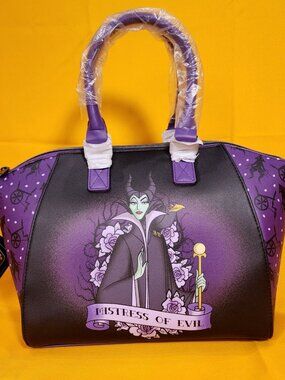 Loungefly Disney Villains Maleficent Mistress Of Evil Satchel Purple Handbag NEW